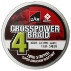 Шнур DAM Crosspower 4-Braid 300м 0,13мм 6,8кг/15Lb (green)